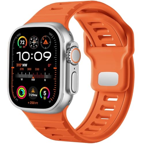 Bracelet de montre de sport en silicone 49mm pour Apple Watch Ultra 2 et Series 9 8 7 SE taille L
