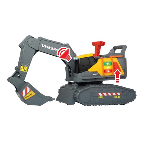 Dickie Toys 203725006 Volvo Spielzeug Bagger mit Gewichtserkennung, Spielzeugbagger erkennt 3 verschiedene Gewichtsstufen, bewegliche Schaufel und Schaufelarm, Licht & Sound, inkl. Batterien, 30 cm
