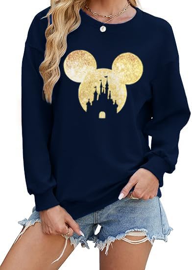 kecukqay Magic Kingdom Sweatshirts for Women Colorful Castle sweatshirt Cute Vacation Shirt Pullover