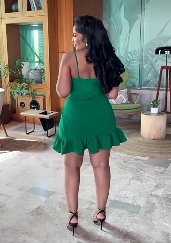 Image of Womens Sexy Sleeveless Bodycon Mini Dress Summer Casual Straps Short Ruffle Dresses Beach Party Club Homecoming