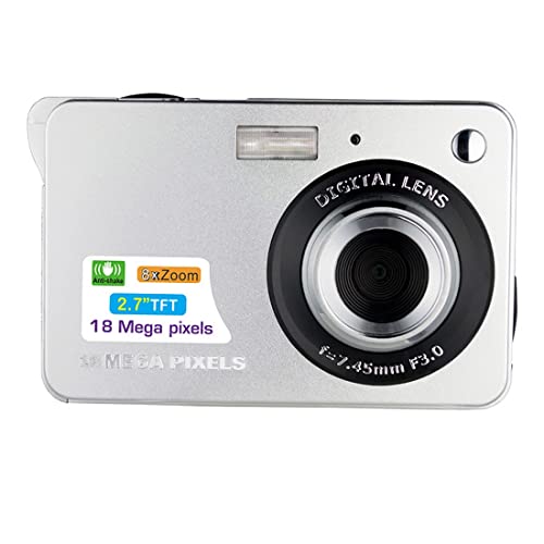 LINXHE Cámara Digital de 2.7 Pulgadas HD Cámara de Bolsillo de cámara compacta de cámara, 8X Zoom Digital Recargables pequeñas cámaras Digitales for niños, Principiantes (Color : Silver)