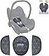 Original Dooky Universal Pads Romantic Leaves Schwarz Gurtschoner & Gurtpolster geeignet für Altersgruppe 0+ und 3 & 5 Punkt Gurte für Babyschale, Kinderwagen, Buggy & Autositz, Schwarz