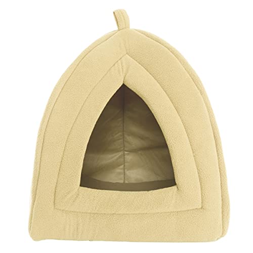 Cat House - Indoor Bed With Removable Foam Cushion - Pet Tent For Puppies, Rabbits, Guinea Pigs, Hedgehogs, And Other Small Animals By Petmaker (Tan),(L) 13.5” X (W) 13.5” X (H) 15” #TOP5