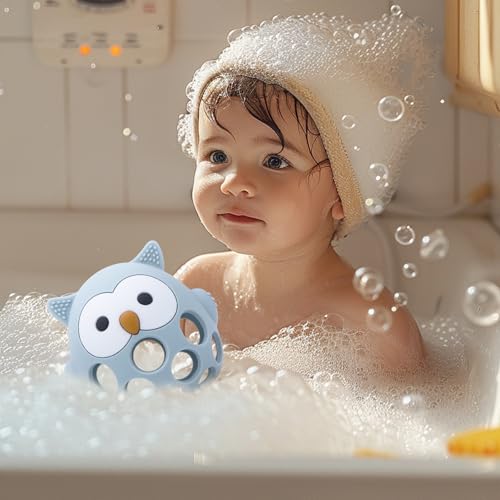 Image of Baby High Chair Suction Toys Teething Chew - Baby Teething Table Toys Silicone Teethers, Food Grade Silicon for 6 12 18 Months (Blue)