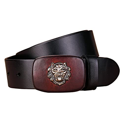 Men's Belts,Leather Smooth Buckle Lion Belt Fashion Personality Wear Length Adjustable Men's Belt