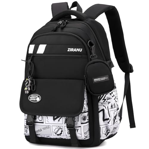 Amythe Sac à Dos Garçon Collège, 2025 Cartable Adolescent Scolaire Imperméable Durable, Sac Ecole Lycée Garçon Grande Capacité pour 15.6' ordinateur, 27L-Lettres Blanches