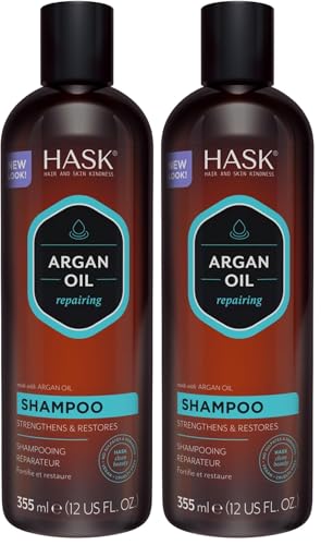 HASK Regenerierendes Shampoo mit Arganöl – für alle Haartypen, farbsicher und tierversuchsfrei – 355 ml (Packung mit 2)