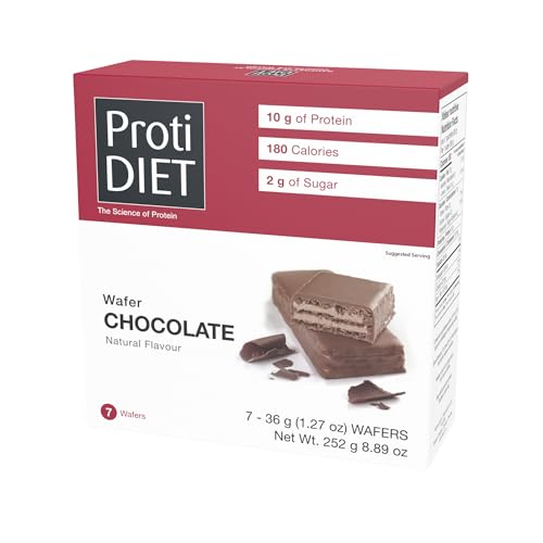ProtiDIET Chocolate Protein Wafer Bars – High-Protein Low Sugar Snacks, No Trans Fat Energizing Nutrient-Rich Chocolate Wafers, Perfect On The Go Nutritional Snack – 7 Protein Wafers Per Box