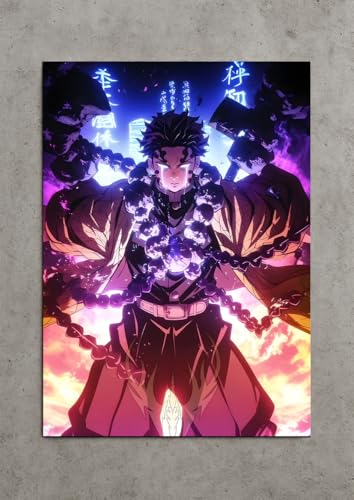 Image of NIJUKA Anime Printed A4 Size Metal sheet Poster For Home And Room Decoration | For Anime Art Fans Boys And Girls (Gyomei Himejima Hashira)
