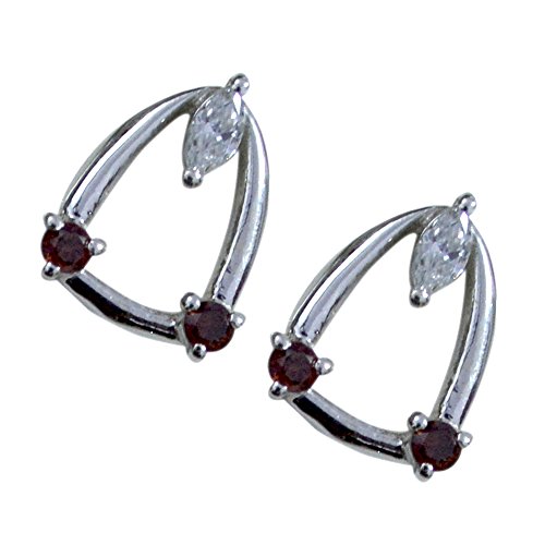 Boucle d'oreille grenat naturel rond, cadeau astrologique femme