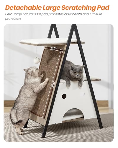 Feliskyn Modern Wood Cat Tree Tower for Indoor Cats Large Adult 67-in Tall — view 3
