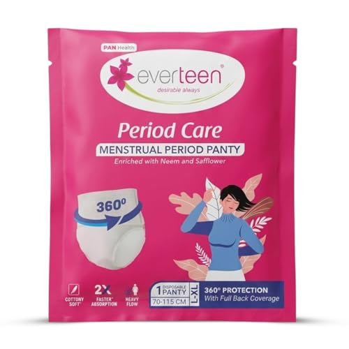everteen L-XL 1 Pc Disposable Period Panties for Women & Girls, Cotton Soft Sanitary Pads Period Panty for Heavy Flow, Maternity Pads, Postpartum & Overnight 360 Degree Leakage Protection Deal