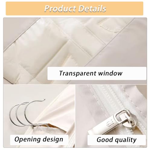 Space Saving Hanging Garment Bag with Self Compression Zipper Gray, Cover Clothes Bags for Down Coat Travel Bags with Hanger (Pink, XL)3