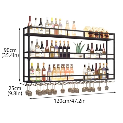 Soporte de Vino de Pared Metal Negro 120x25x90 cm miniatura 2