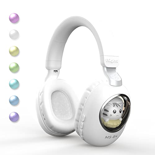 Woukksy Auriculares Bluetooth 5.1 Over-Ear con RGB Dulce Gato, Auriculares plegables Inalámbricos y Cable Auriculares con Micrófono Integrado para Teléfonos Móviles/Pad/Portátiles/PC Cover