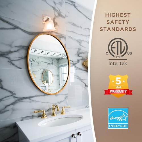 Image of Diodesy- 5-Inch Bathroom Vanity Square Bell Sconce 1-Light Fixture 100W Max E26 Medium Base Sockets Use A19 Bulb(Not Included) Brushed Nickel & Frosted Glass Shade ETL Listed- for Living Room Bedroom