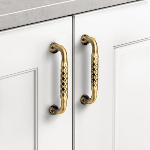 Image of Plantex Cabinet Handle /Kitchen Cabinet Door Handle /Wardrobe /96 mm Cupboard Handle /Door Pull-Push Handle for Home /Office - Pack of 2 (Brass Antique)
