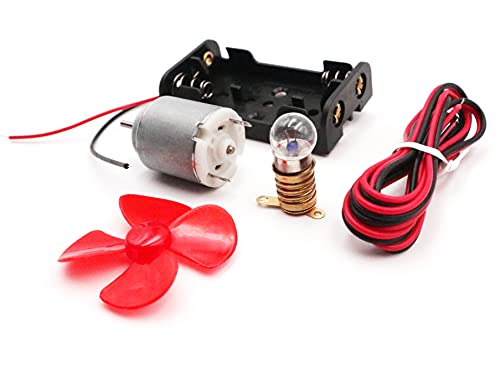 Kit de Circuito Eléctrico Didáctico con Motor Bombilla Molinillo y Soporte, Set Eléctrico Escolar (8642)
