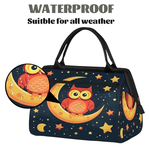 Travel Duffel Bag for Women, Owl Moon Star Weekender Overnight Bag Carry on Beach Swim Bags Dance Bag Airlines Approved Personal Item Travel Bag for Yoga, Sports, Hospital3