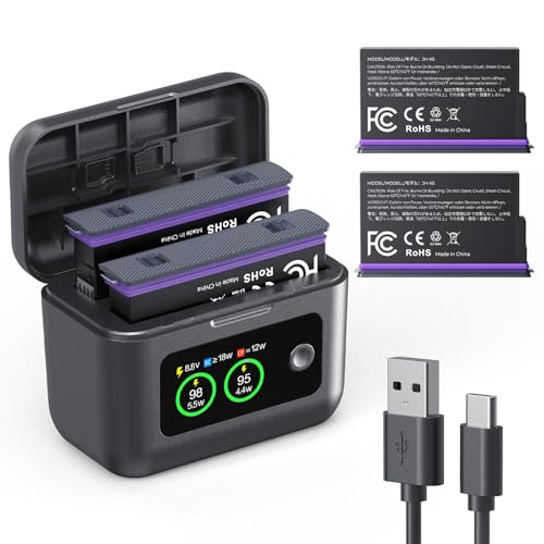 K&F CONCEPT Akku Ladegerät Set Kompatibel mit Insta360 X5 2 Pack 2700mAh Ersatzakku und 20W Schnellladegerät Kompatibel mit Insta360 X5 Sportkamera Zubehör Ladegerät