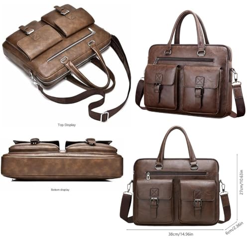 Image of CAVALO - Be Unique Leather Men's Laptop Bag Retro Messsenger Bag Men's Handbag Crossbody Bag Personality Briefcase (upto 14 inch) | Premium PU Leather