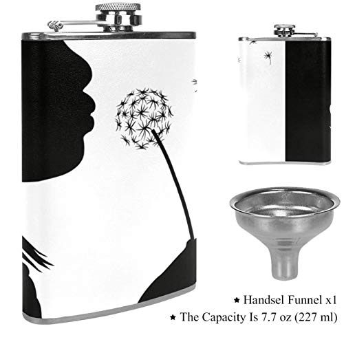 Flasque à whisky chic en cuir noir et blanc pour buveurs - 4