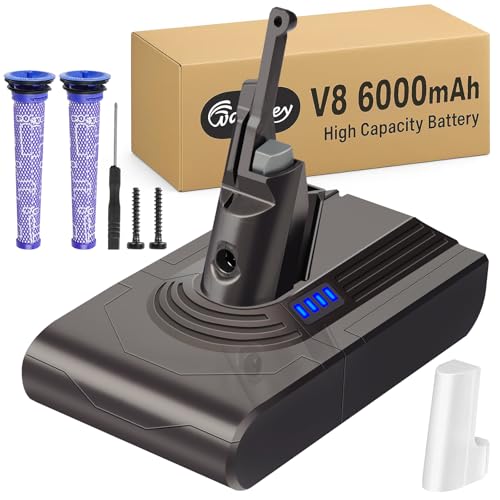 Waitley Batterie 6000mAh pour Batterie Dyson V8 SV10, Compatible avec Dyson V8 Absolute/Animal/Fluffy/Parquet/Motorhead aspirateur sans Fil, avec 2 filtres +...