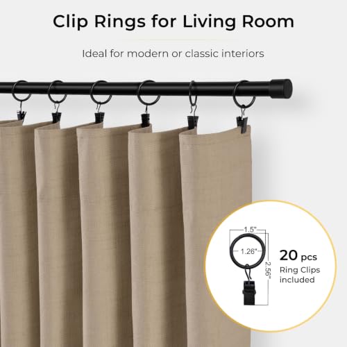 Image of INOVADAY 100% Blackout Curtains for Bedroom, Taupe Black Out Curtains 84 Inch Long, Clip Rings Linen Blackout Drapes, Thermal Insulated Room Darkening for Living Room, 2 Panels - W50xL84