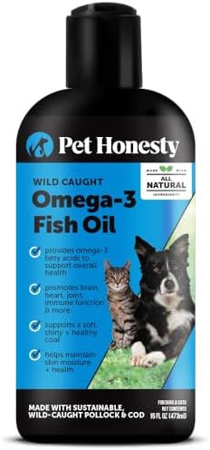 Omega 3 Fish Oil Supplement for Dogs & Cats (16oz), Wild Caught O...