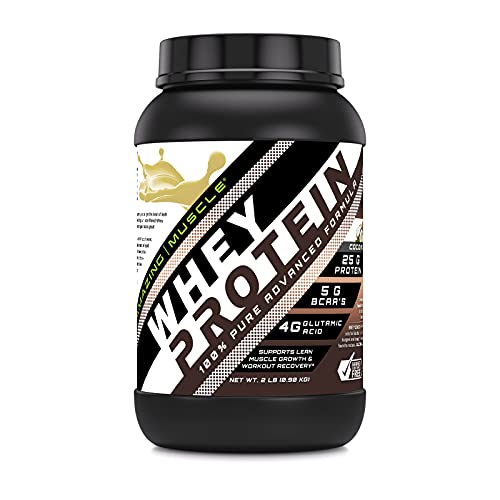 Amazing Muscle 100% Whey Protein Powder *Advanced Formula with Whey Protein Isolate Along with Ultra Filtered Whey Protein Concentrate (Coconut, 2 Lb)