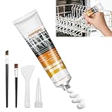 Kit Réparation Panier Lave-Vaisselle 50 ml, Revêtement Anti-Rouille pour Panier de Lave-Vaisselle, Colle Imperméable et Résistante à la Chaleur avec Pinceau, Spatule