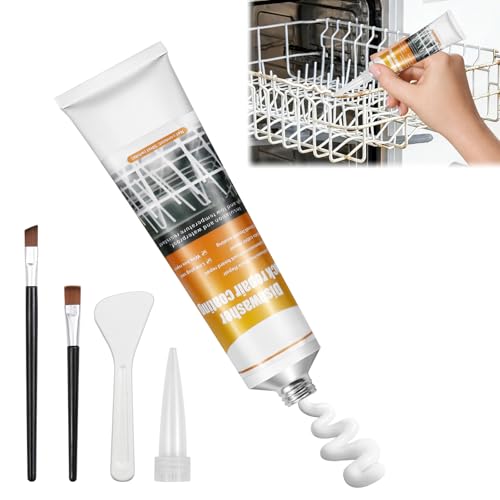 Kit Reparación Cesta Lavavajillas 50 ml, Recubrimiento Antióxido Impermeable y Resistente al Calor para Cesta de Lavavajillas con Pincel, Espátula y Boquilla de Precisión