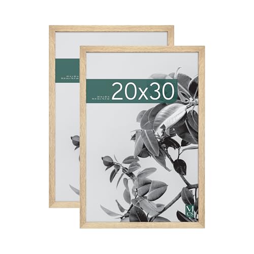 MCS Studio Gallery 20x30 Poster Frame Natural Woodgrain, Vertical & Horizontal Wall Hanging Large Picture Frame for Photos, Posters & Art Prints (2-Pack)