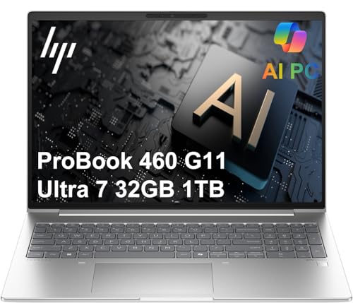 HP ProBook 460 G11 ビジネスノートパソコン(16インチ FHD+、Intel Ultra 7 155U、32GB DDR5 RAM、1TB SSD)HP Wolfセキュリティ、バックライト付き数値KB、1080P IRウェブカメラ、指紋、