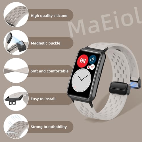 MaEiol Strap Compatible with Huawei Watch Fit Soft Breathable Magnetic Buckle Silicone Watch Bands Replacement Straps for Unisex - Image 2