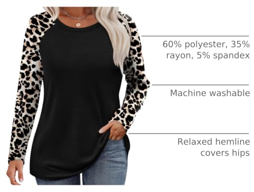 Image of OFEEFAN Long Sleeve Shirts for Womens Fall Fashion 2026 Crewneck Oversized Sweatshirt Tunic Tops to Wear with Leggings