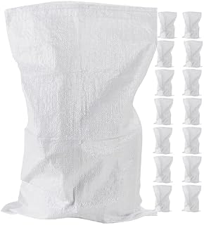Woven Rubble Builder Sacks, Heavy Duty Builders Bags | White, Polypropylene, 20 x 30/50cm x 75cm | Garden Waste Bags, Large Industrial Sack, Sand Bags (15-Pack)