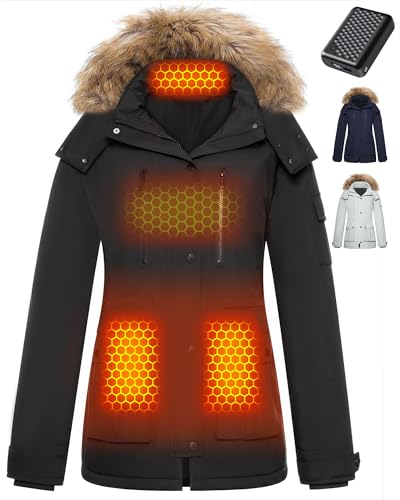 Women Long Puffer Graphene Heated Jacket Ladies Electric Warming Coat
