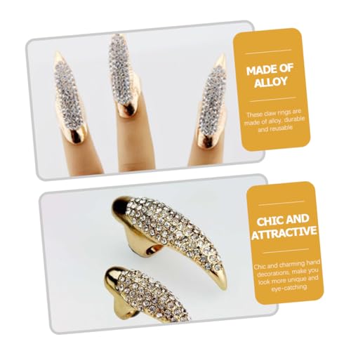 Bagues à ongles strass pour manucure rapide sans colle style punk bar - 5
