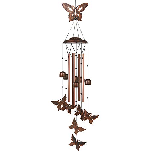 HANGHANG Butterfly Wind Chime Unique Outdoor with 4 Aluminum Tubes Soothing Melody Wind Chimes for Outdoor