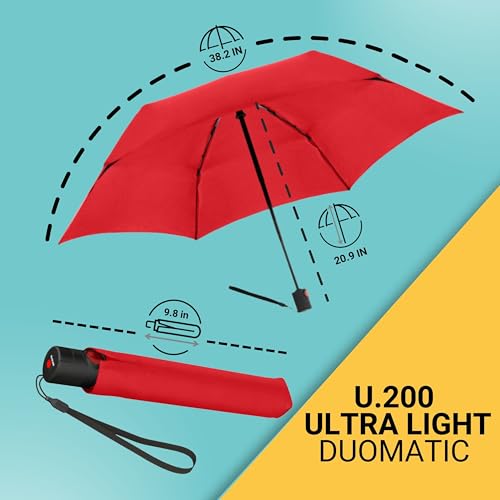 Knirps Ombrello Tascabile Ultra U.200 Medium Duomatic - Automatico Aperto-Chiuso - A Prova Di Tempesta - Antivento – Rosso - 3