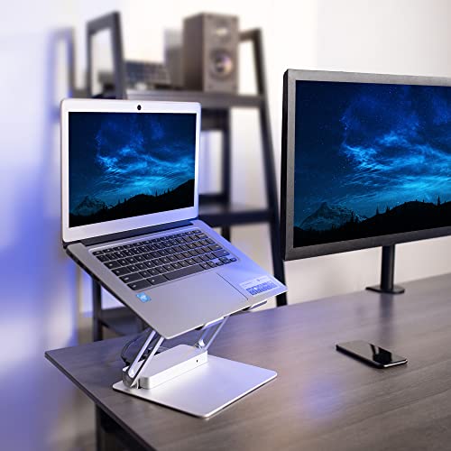 Vivo Universal 11 X 9 Inch Height Adjustable Ergonomic Laptop Riser Docking Station With Usb-C, Usb-A, Hdmi 4K60, Dp 4K60, Pd, Rj45, Tabletop Desk Stand Power Hub, Silver, Stand-V000Ld #TOP1