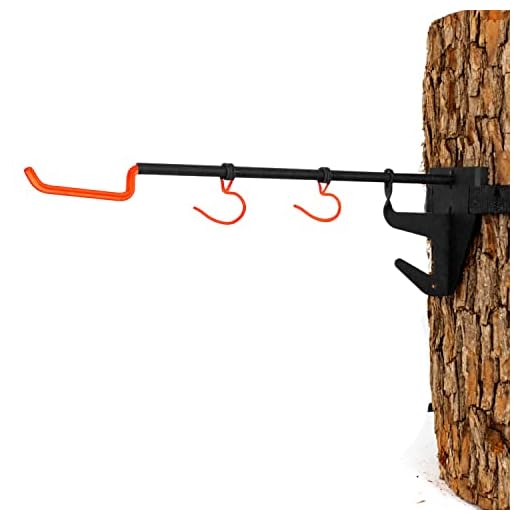 Herron Outdoors Tree Stand Bow & Gear Hanger for Hunting Accessories with Non Slip Grip Hooks and Ratchet Mount Straps.