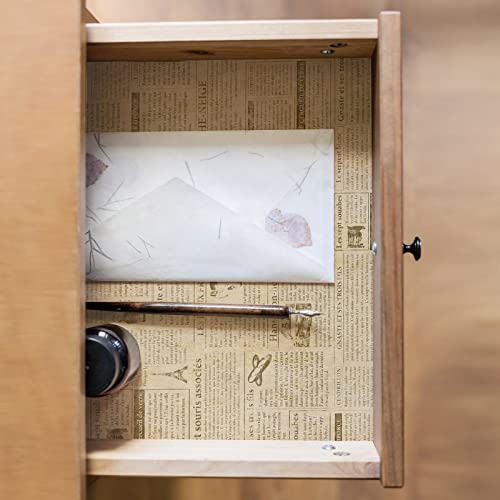 Tanone Beige Newspaper Wallpaper 17.7 X 6.5Ft Self Adhesive Vintage Black Locker Wallpaper Peel And Stick Wallpaper For Countertops Cabinets Sticker Decorative Furniture #TOP6