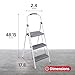 Rubbermaid 3 Step Folding Ladder, Steel Foldable Step Stool with Hand Grip, White