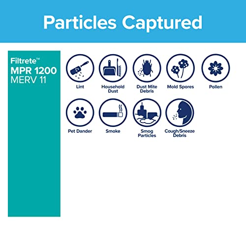 Filtrete 20X25X1 Air Filter Mpr 1200D Merv 11, Allergen Reduction Plus Dust, 4-Pack Filters (Exact Dimensions 19.81X24.81X0.81) #TOP3