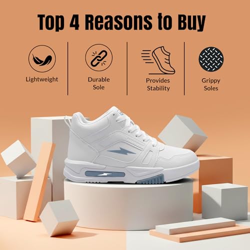 Image of BRUTON Genz Sneakers for Men Lightweight Comfortable Casual Shoes Soft Cushion Insole Lace-Up Footwear- White