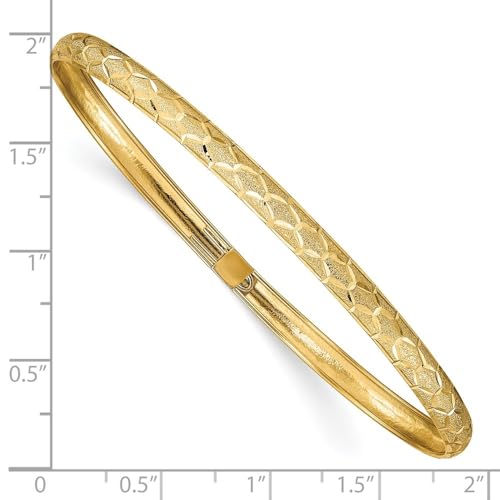 10K Yellow Gold Hexagonal Design Diamond-Cut Flexible Bangle3