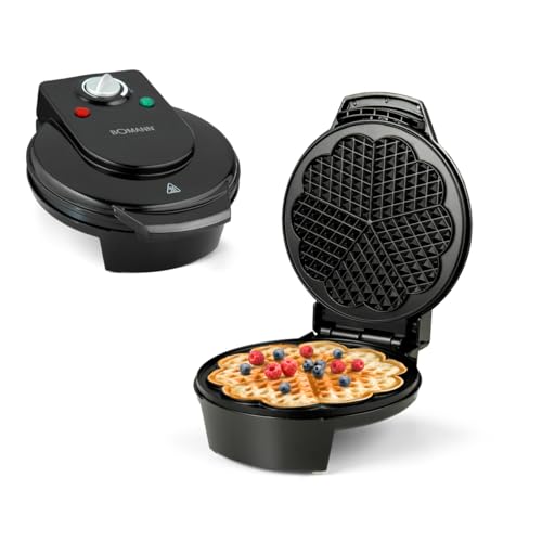 Bomann WA 5018 CB Waffelautomat, 1200 Watt, Stufenlos regelbarer Bräunungsgrad, Große Backflächen Ø 18 cm (antihaftbeschichtet), Schwarz - 9