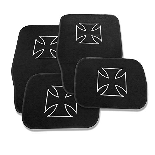 JOM Car Parts & Car Hifi GmbH 20699 Set Tapis Voiture, Noir, tête de Iron Cross Cover
